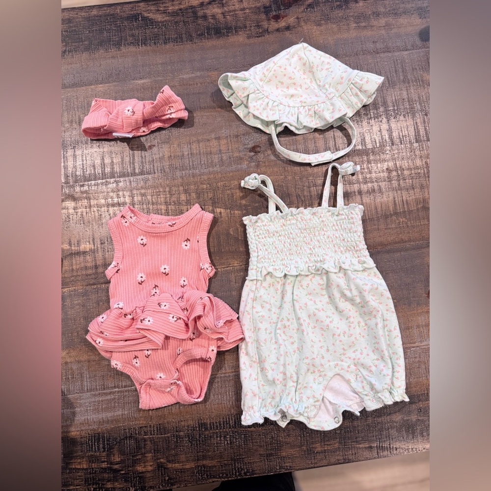 Rachel Zoe Peach Floral Baby Outfit